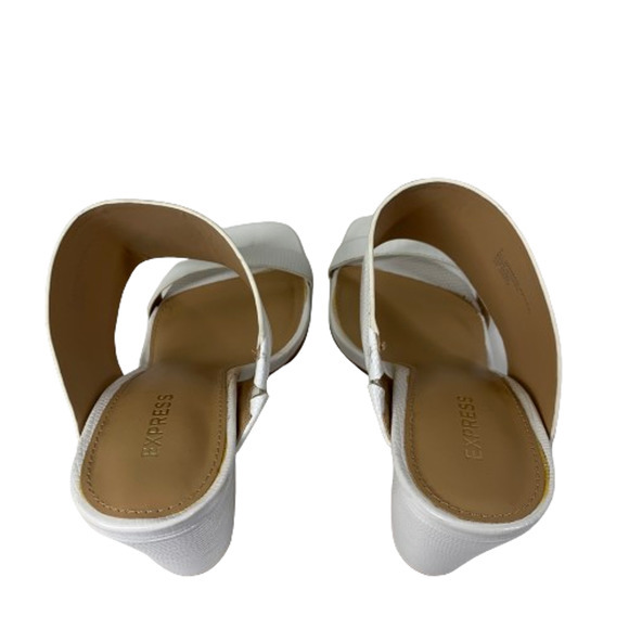 EXPRESS White Reptile Textured Block Heel Mules - Picture 8 of 12